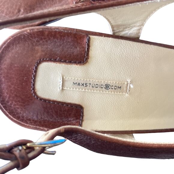 MAX STUDIO Sandal Womens Sz 8.5 Brown Leather Cognac Spring Summer - Picture 5 of 10